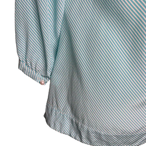 Lilly Pulitzer Silk Striped Moxy Top Blouse Size Small Blue White Style 48607 - Picture 6 of 10